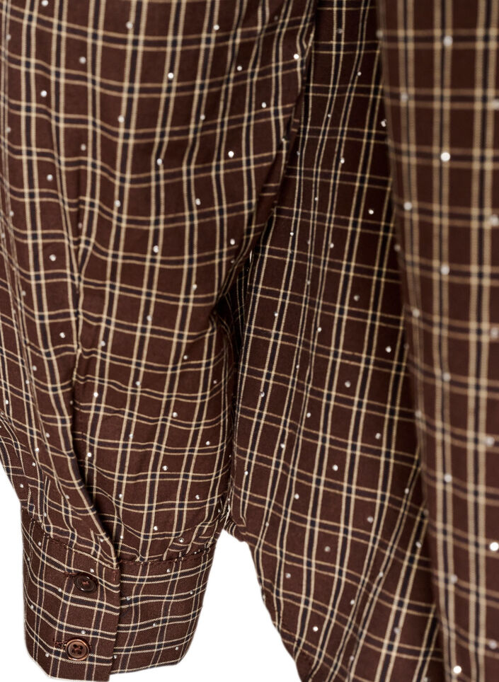 Geruit overhemd met strasssteentjes, Bruin, Packshot image number 3
