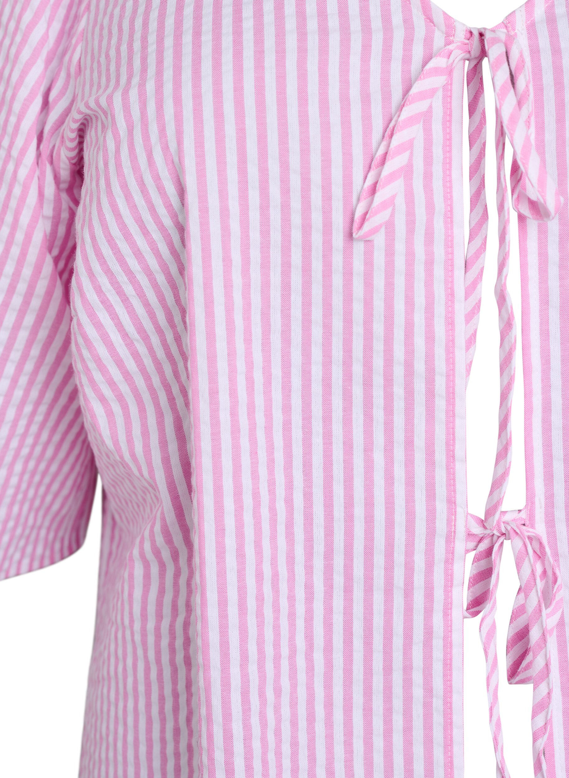 Zizzi FLASH - Gestreepte blouse met strikken, Roze, Packshot image number 2