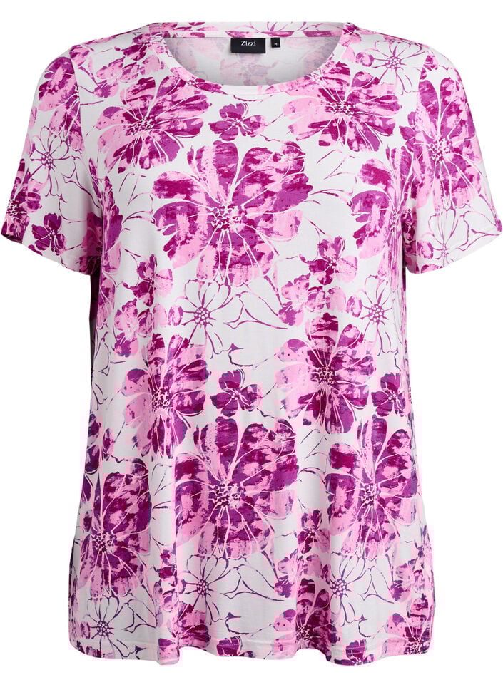 T-shirt met bloemenprint, Roze, Packshot image number 0