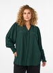 Blouse met ruches kraag en plooien, Groen, Model image number 0