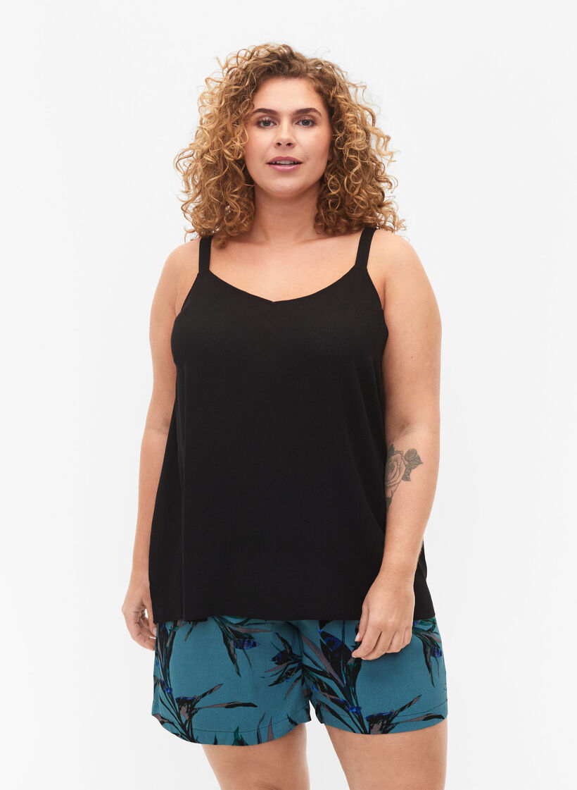 Mouwloze top in viscose, Black, Model image number 0