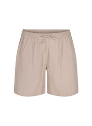 Losse shorts in katoenmix met linnen, Simply Taupe