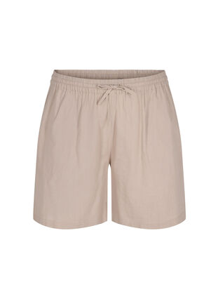 Losse shorts in katoenmix met linnen, Simply Taupe, Packshot image number 0