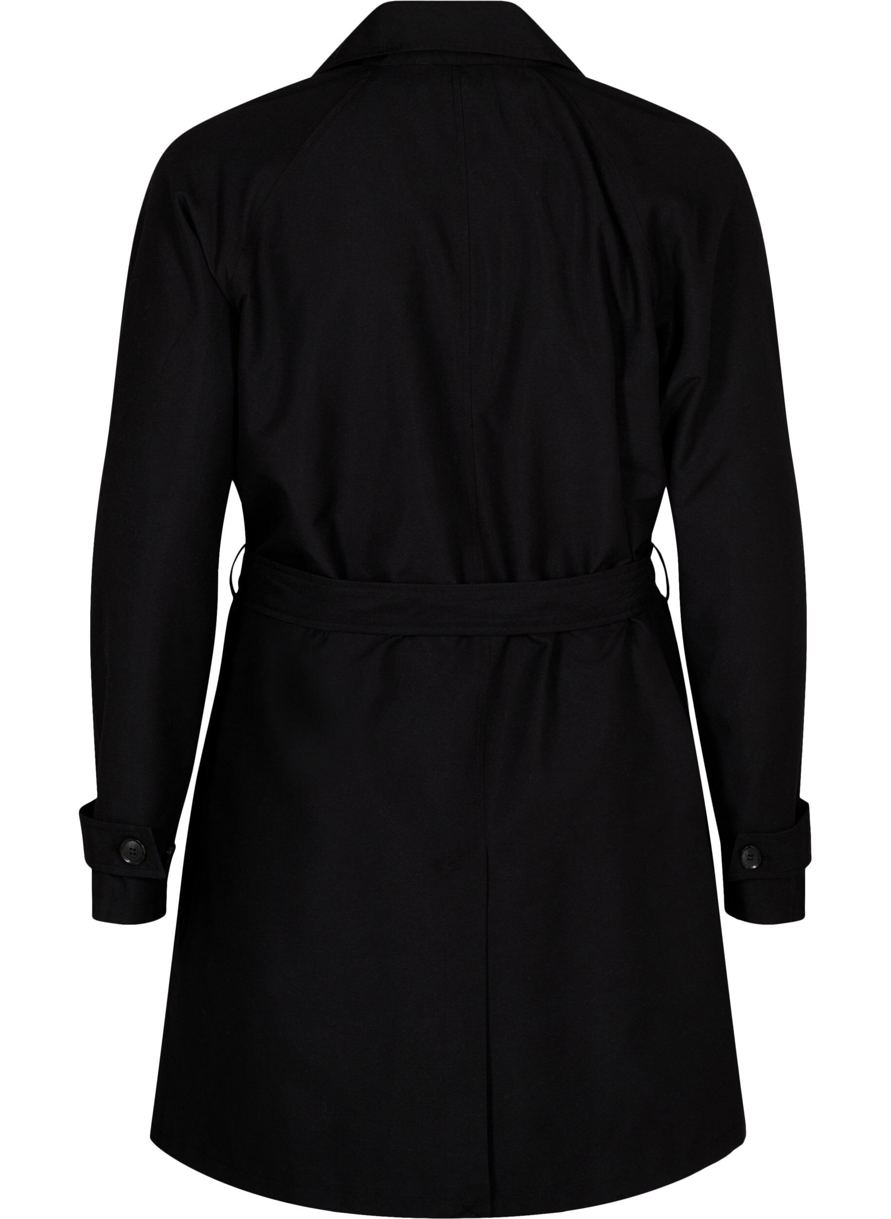 Zizzi Trenchcoat met riem en split, Black, Packshot image number 1