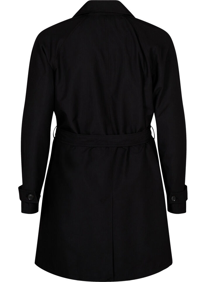Trenchcoat met riem en split, Black, Packshot image number 1