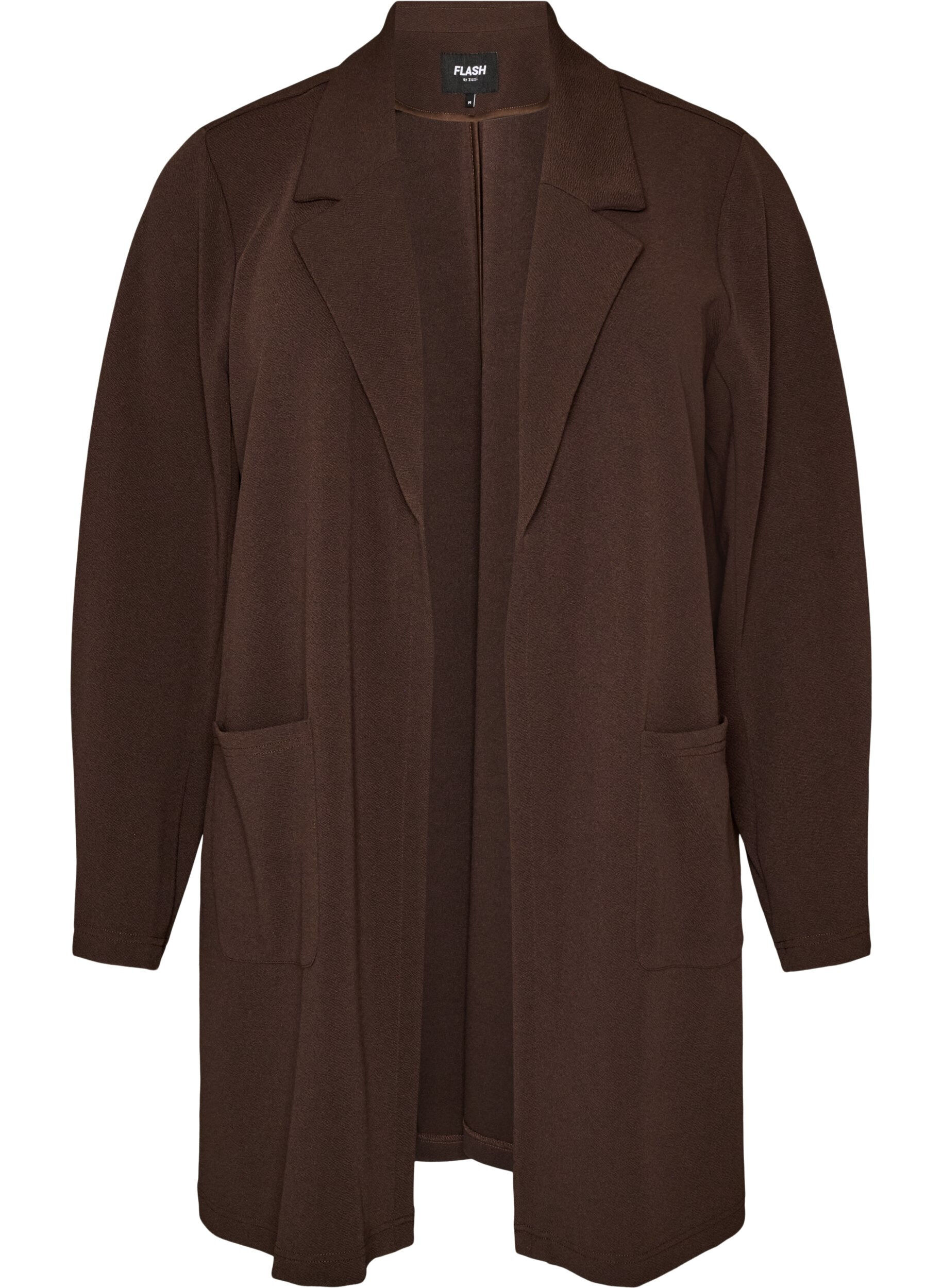 ZizziLange jas met zakken, Bruin, Packshot image number 0