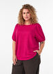 Blouse met textuur en korte mouwen, Roze, Model image number 0