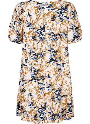 Viscose jurk met korte mouwen en paisleyprint, Ecru Flower, Packshot image number 1