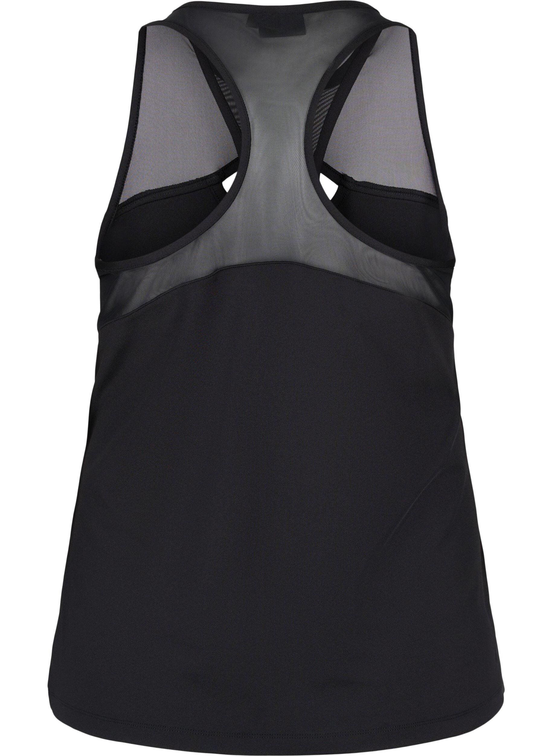 Zizzi Trainingsbovenstuk met mesh en open rug, Black, Packshot image number 1