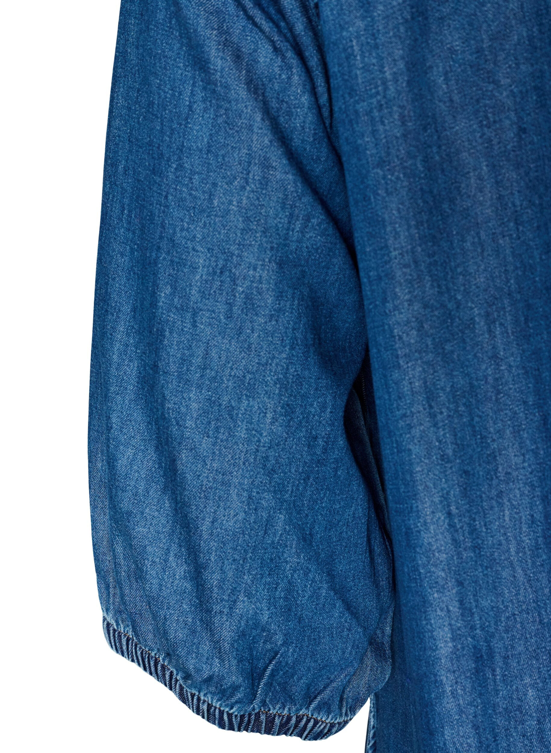 ZizziDenim maxi-jurk met gerimpelde lagen, Blauw, Packshot image number 3