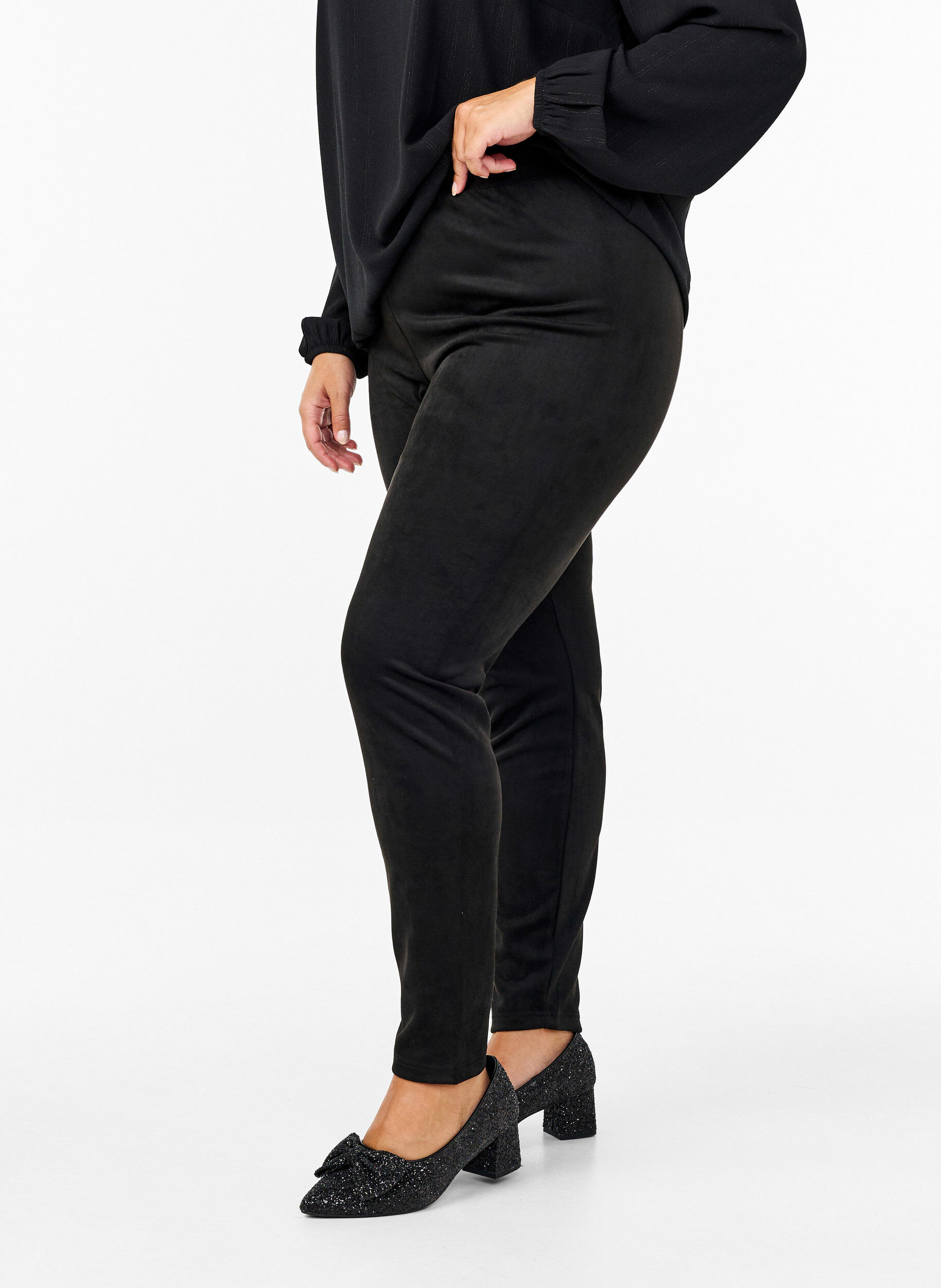 Zizzi Leggings in imitatiesu&egrave;de, Black, Model image number 0