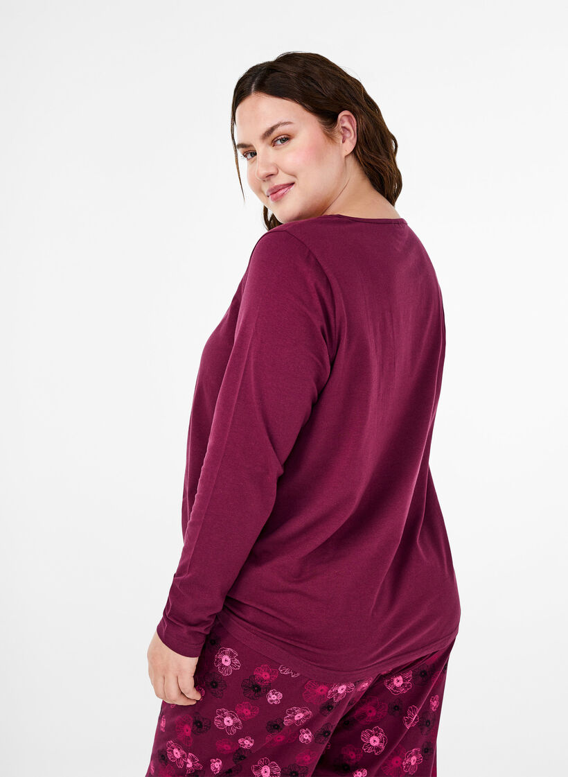 Katoenen nachthemd met tekstopdruk, Rood, Model image number 2