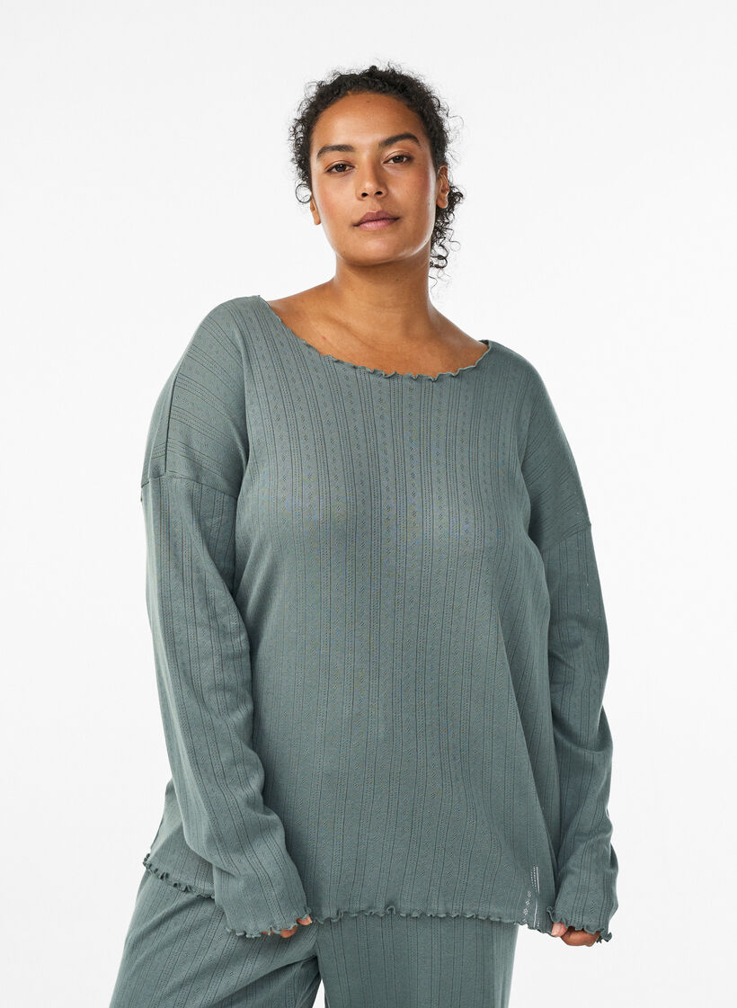 Nachtjapon in biologisch katoen, Groen, Model image number 0