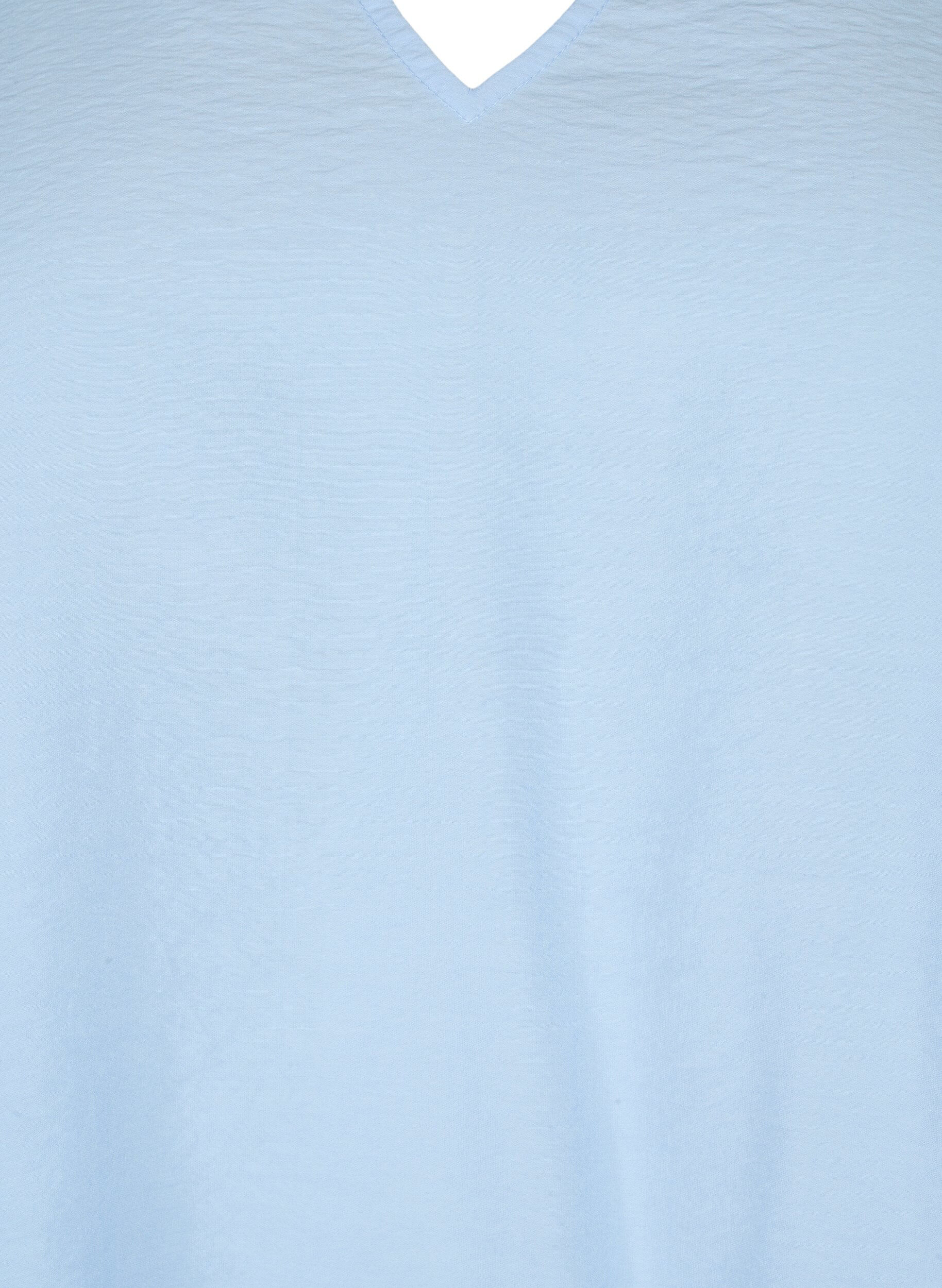 Zizzi Viscose blouse met korte mouwen en borduursel, Blauw, Packshot image number 2