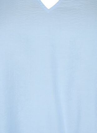 Viscose blouse met korte mouwen en borduursel, Chambray Blue, Packshot image number 2
