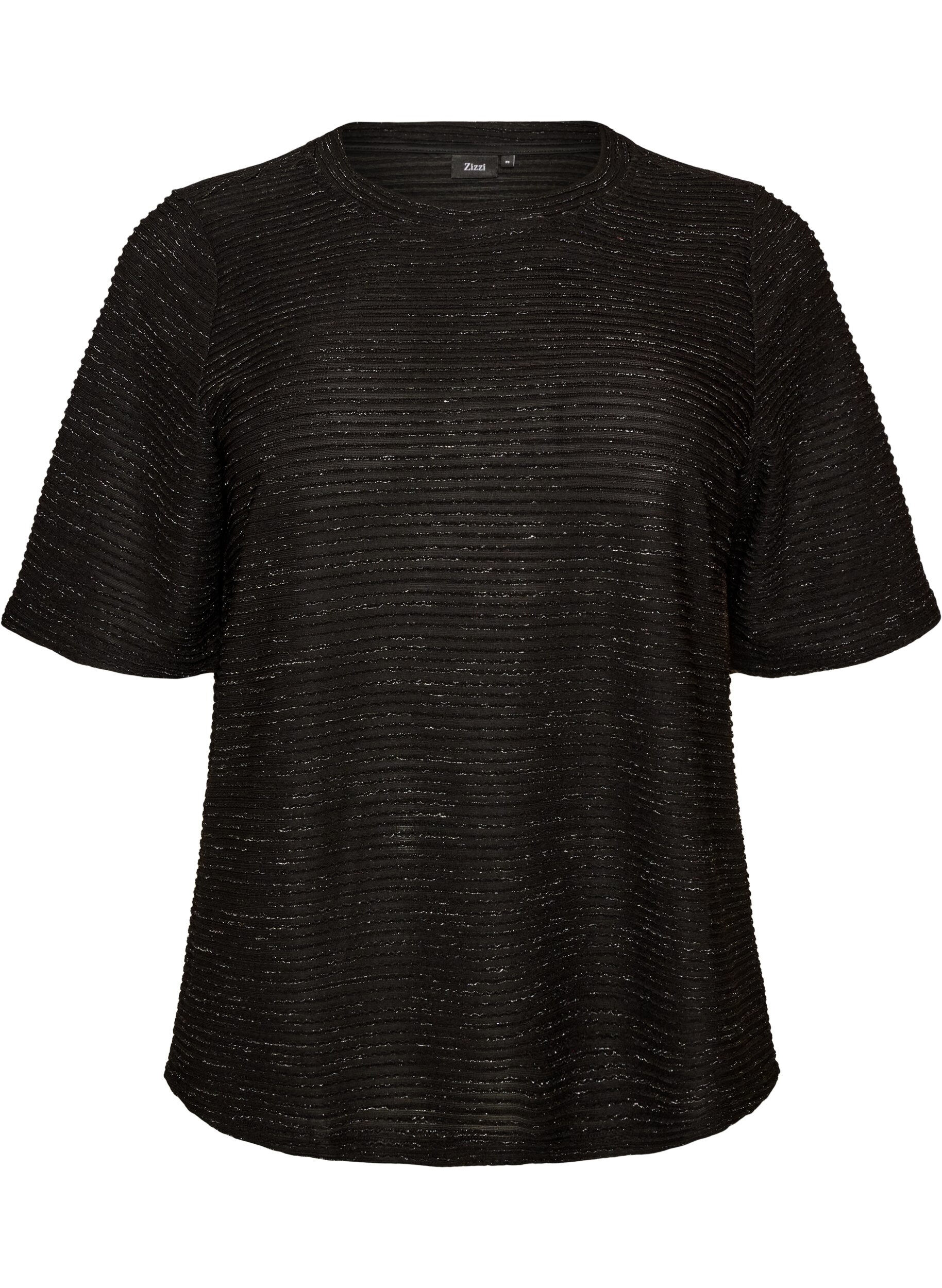 ZizziBlouse met structuur en glitter, Zwart, Packshot image number 0