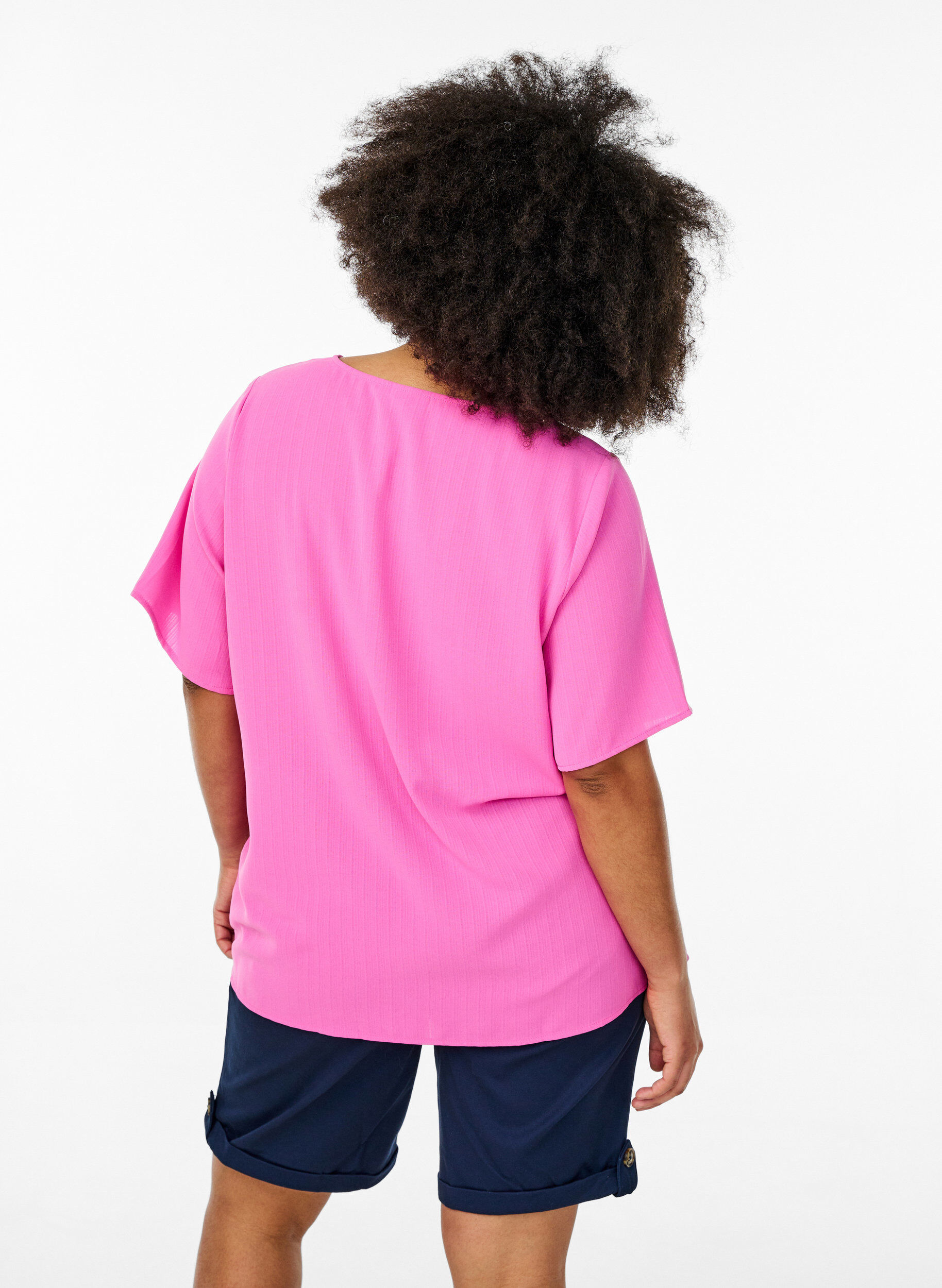 Zizzi Chino shorts met zakken, Blauw, Model image number 2