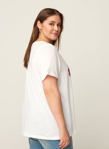 T-shirt met korte mouwen en print, Bright White, Model image number 1