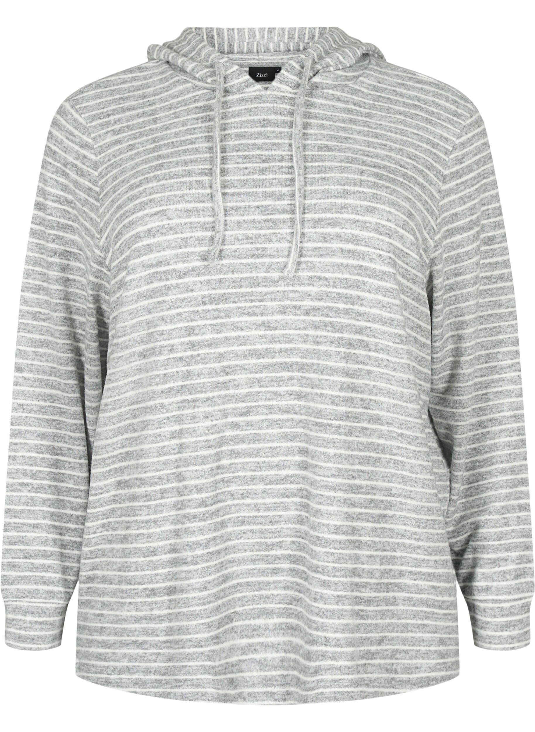 Zizzi Loszittende hoodie met strepen, DGM Stripe, Packshot image number 0