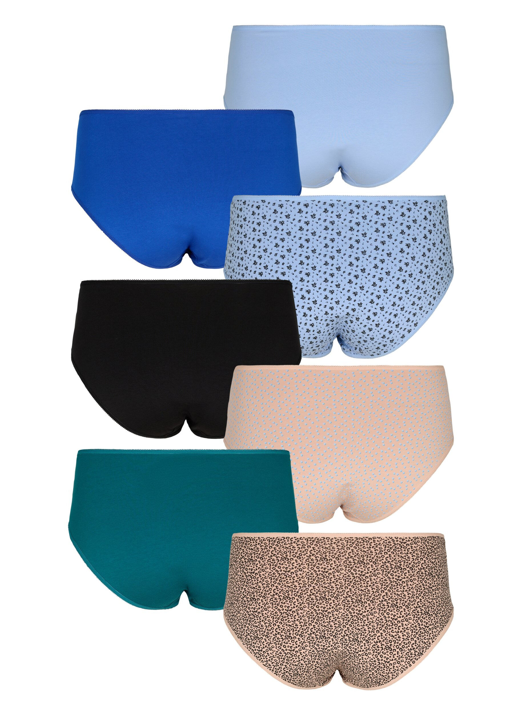 Zizzi Set van 7 slips met normale taille, Blue Multi Pack , Packshot image number 1