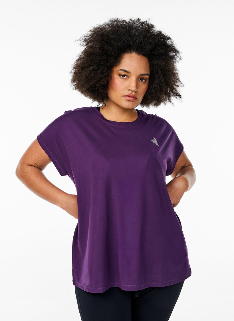 Effen gekleurd trainingsshirt, Paars, Model image number 0