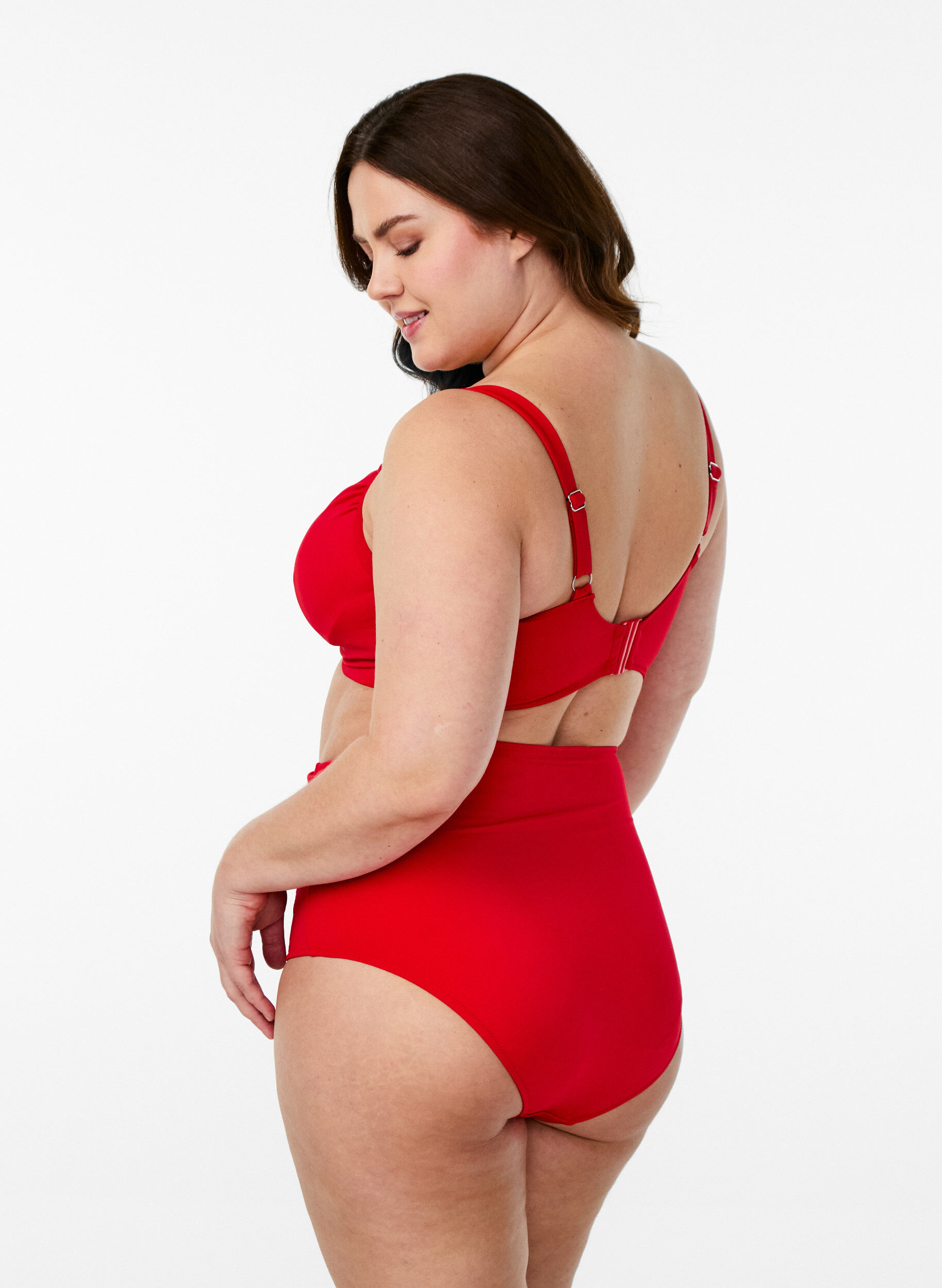 ZizziBikinibroekjes met hoge taille, Rood, Model image number 1