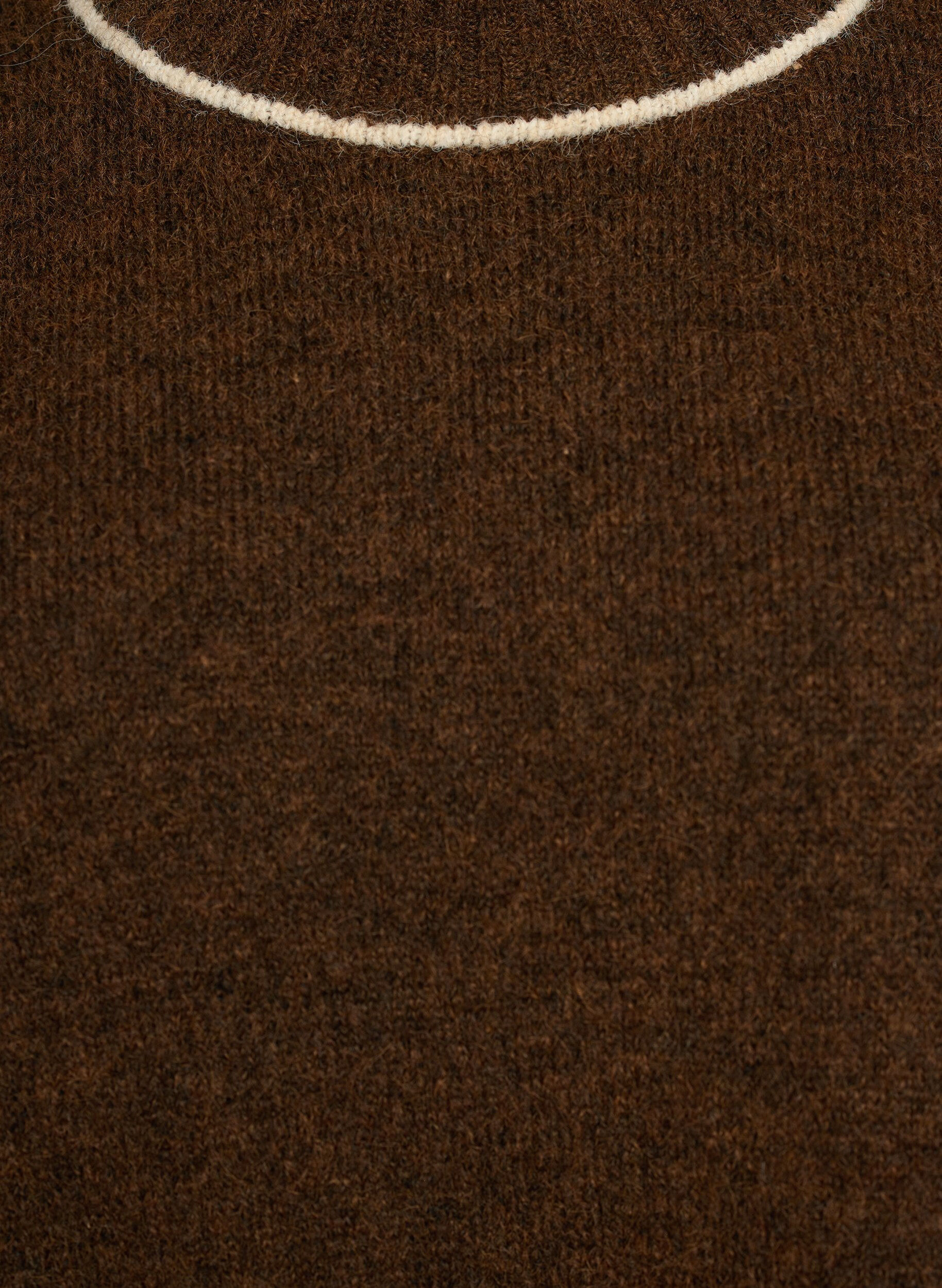 ZizziGebreide trui met col en contrasterende strepen, Bruin, Packshot image number 2