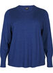 Gebreide blouse met ronde hals, Blauw, Packshot image number 0