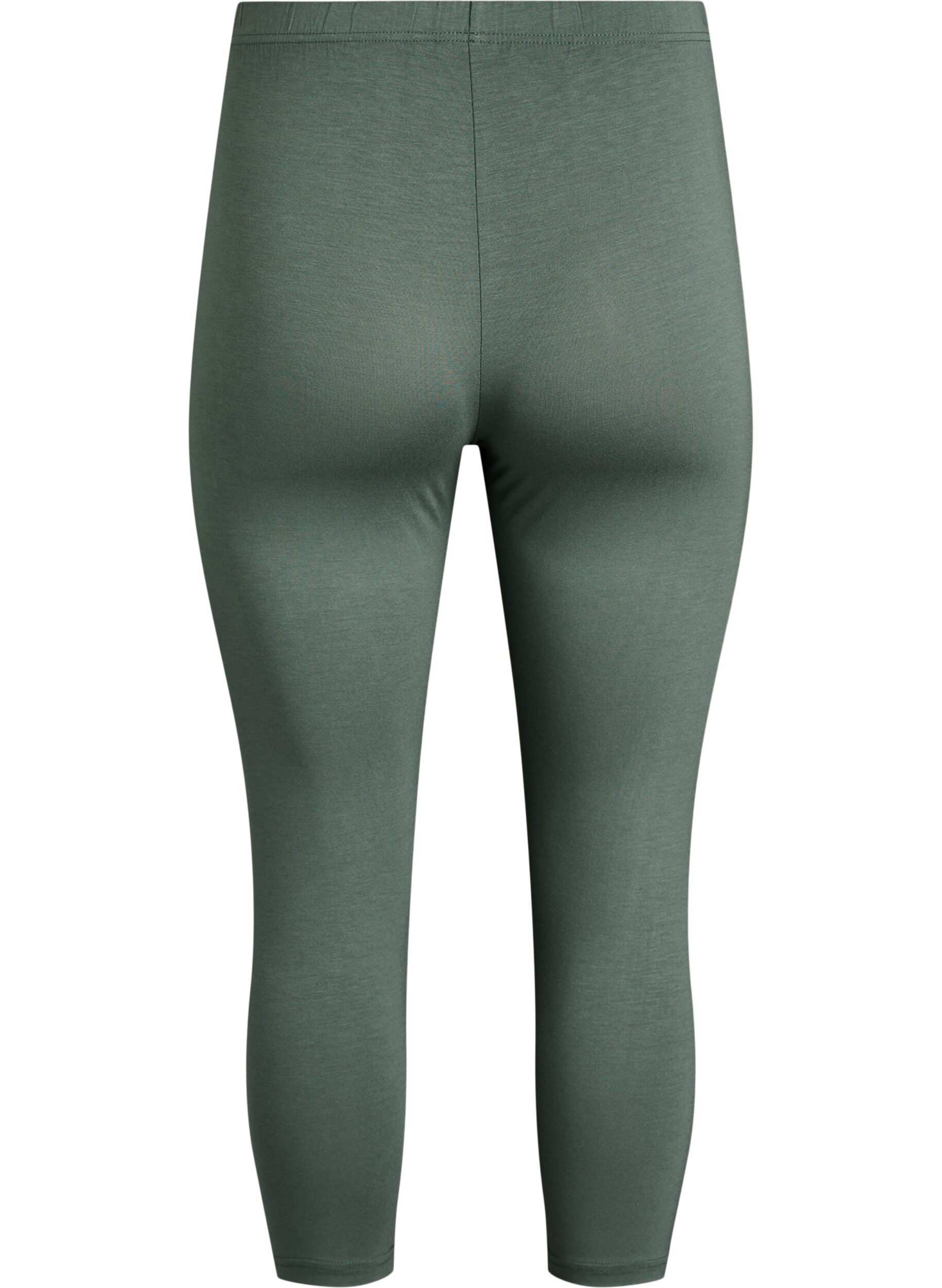 ZizziBasic 3/4 legging in viscose, Groen, Packshot image number 1