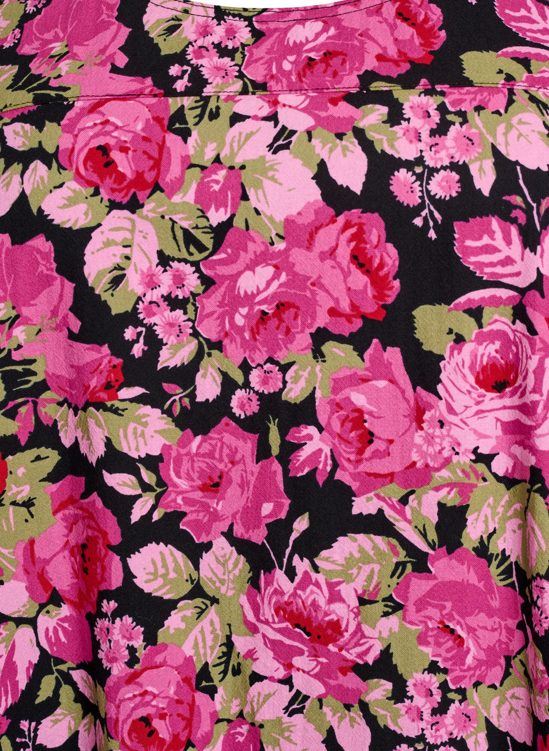 Zizzi Katoenen jurk met korte mouwen en print, Zwart, Packshot image number 2