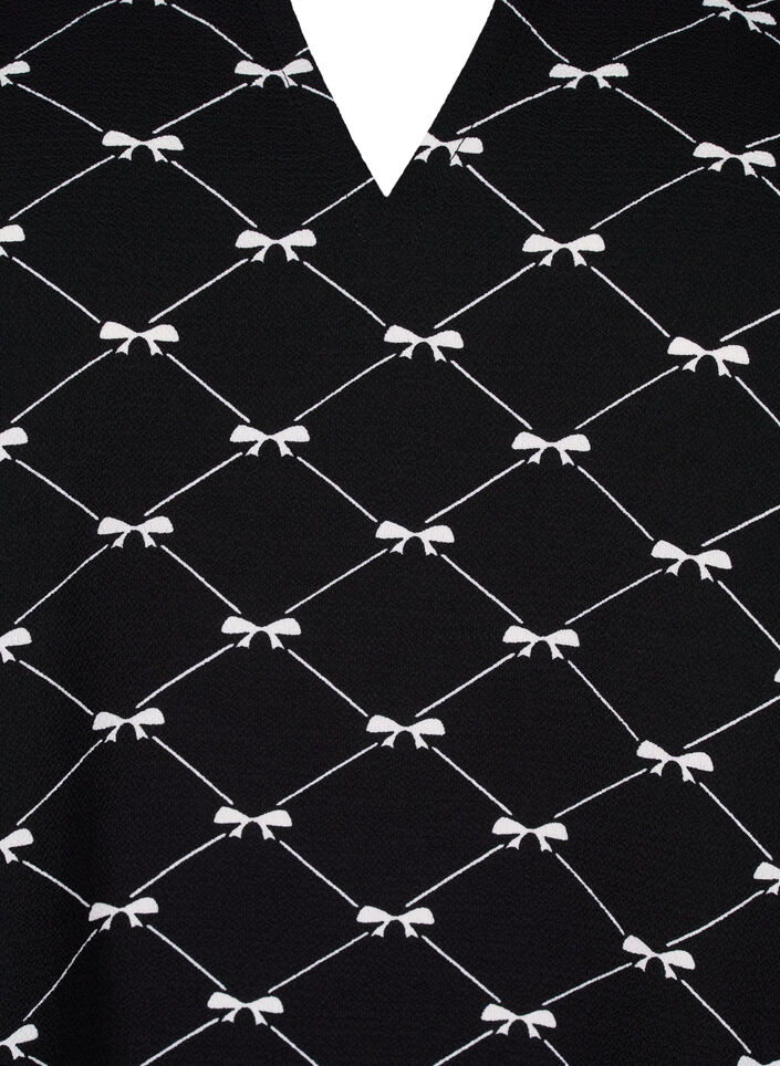Blouse met V-hals en strikprint, Black Bow AOP, Packshot image number 2