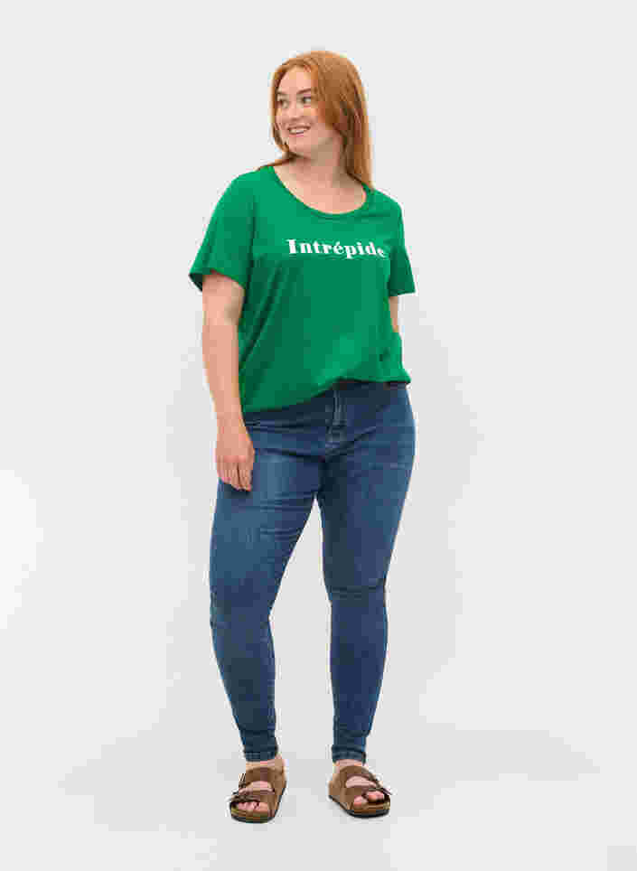 Katoenen t-shirt met korte mouwen en tekstopdruk, Jolly Green, Model image number 2