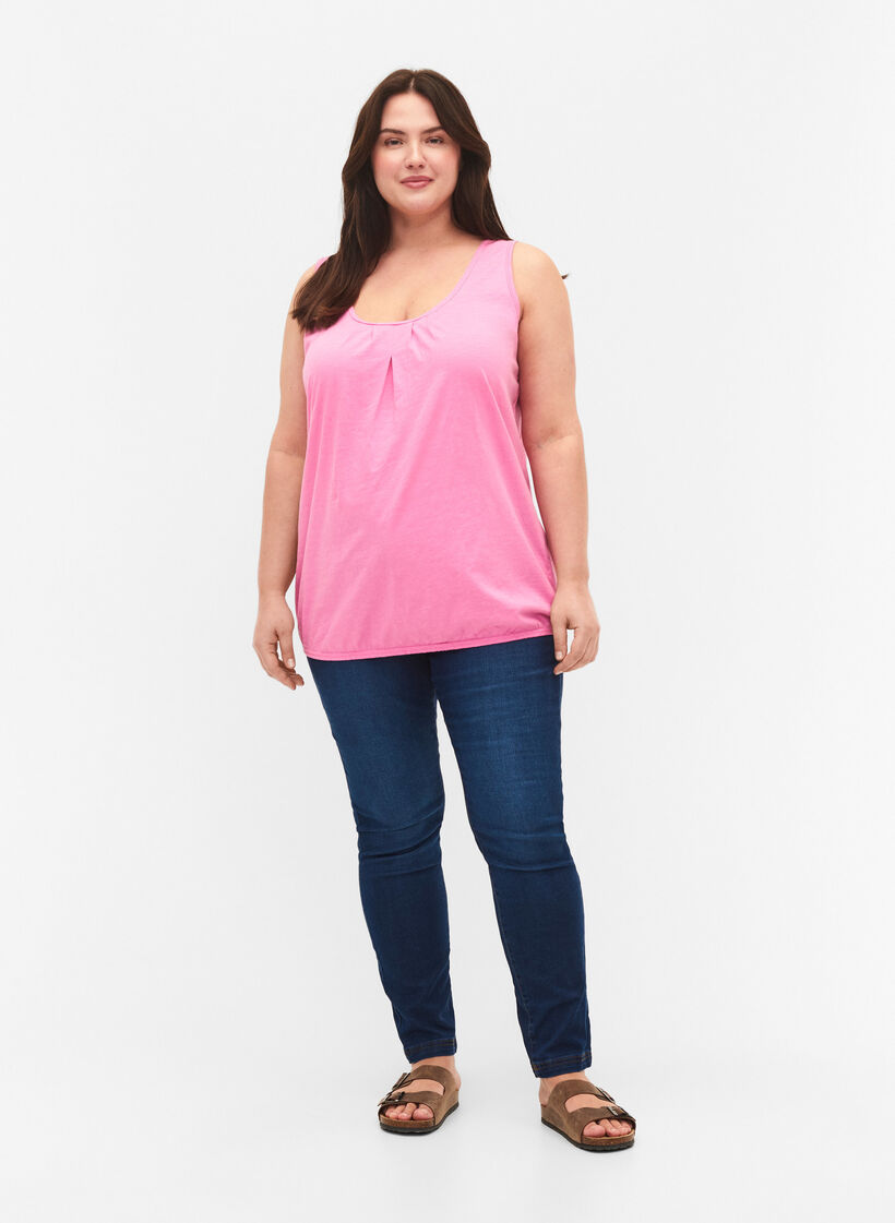 2-pack katoenen topje met kanten randje, Rosebloom / Black, Model image number 2