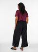 Corduroy broek met wijde pijpen en een hoge taille, Zwart, Model image number 1