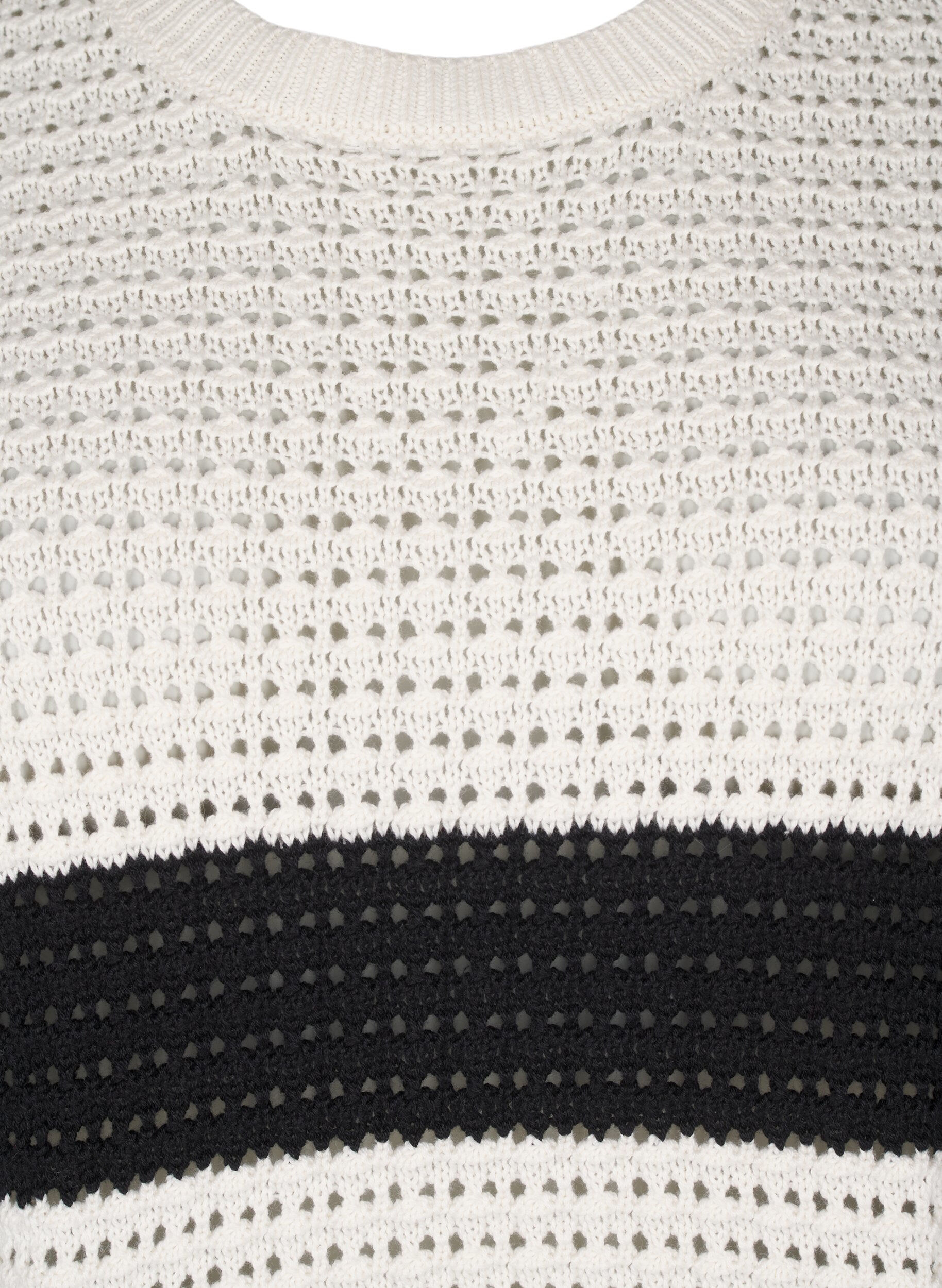 Zizzi Gebreide blouse met lange mouwen en strepen, Vanille, Packshot image number 2