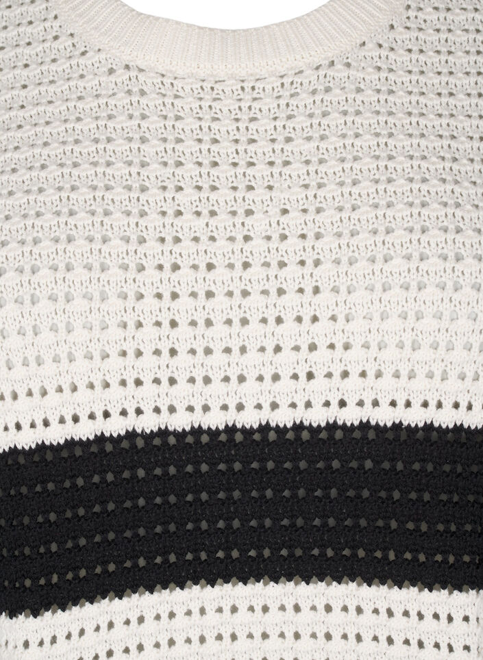 Gebreide blouse met lange mouwen en strepen, Vanille, Packshot image number 2