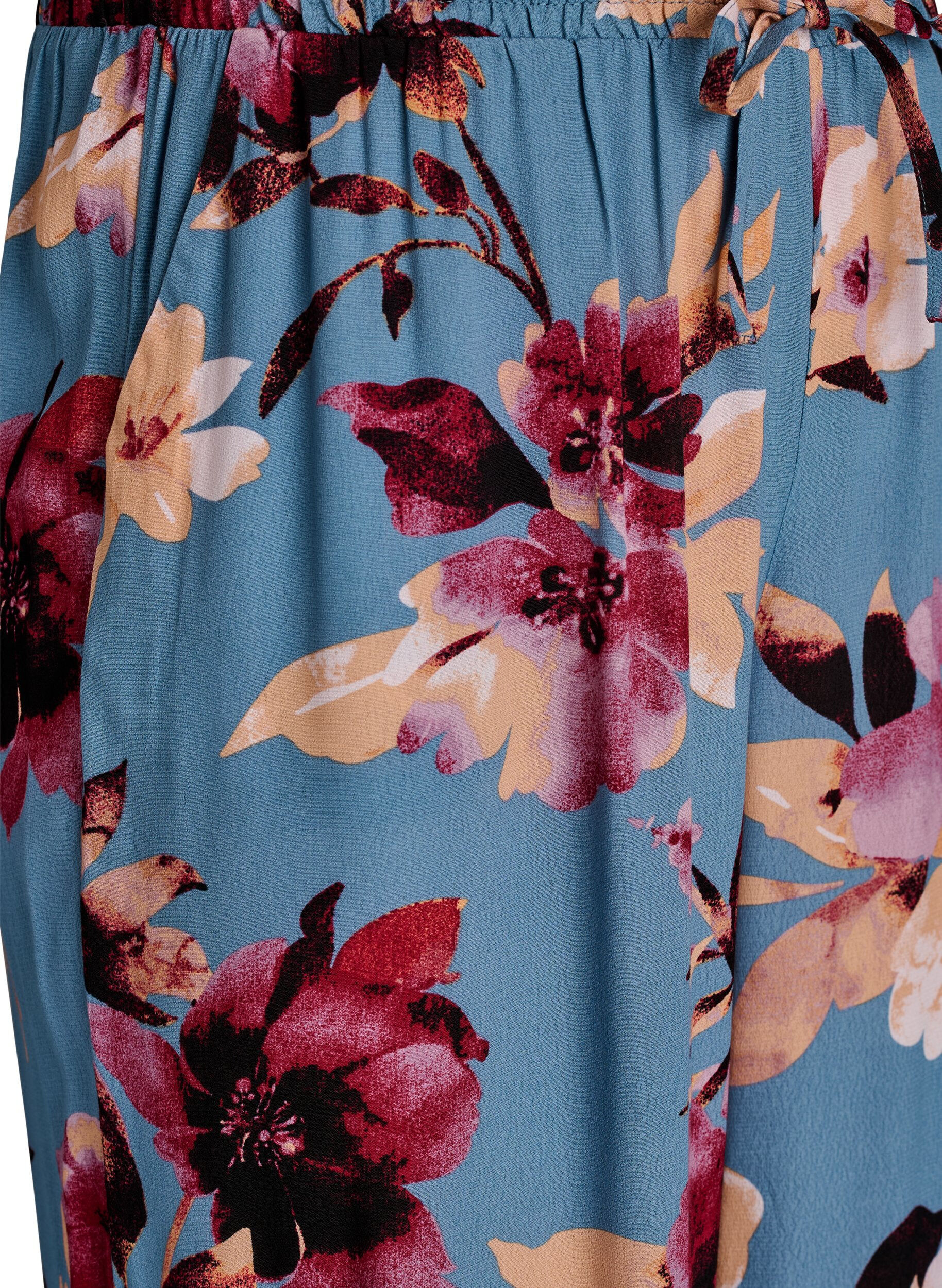 Zizzi Losse viscose broek met print, Blauw, Packshot image number 2