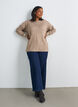 Gebreide top met ronde hals en ingebreid patroon, Beige, Model image number 1