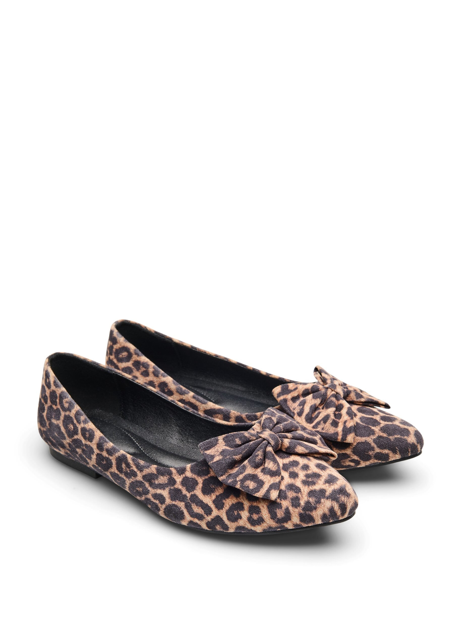 Zizzi Wide fit - Ballerina pumps met een strik, Bruin, Packshot image number 1