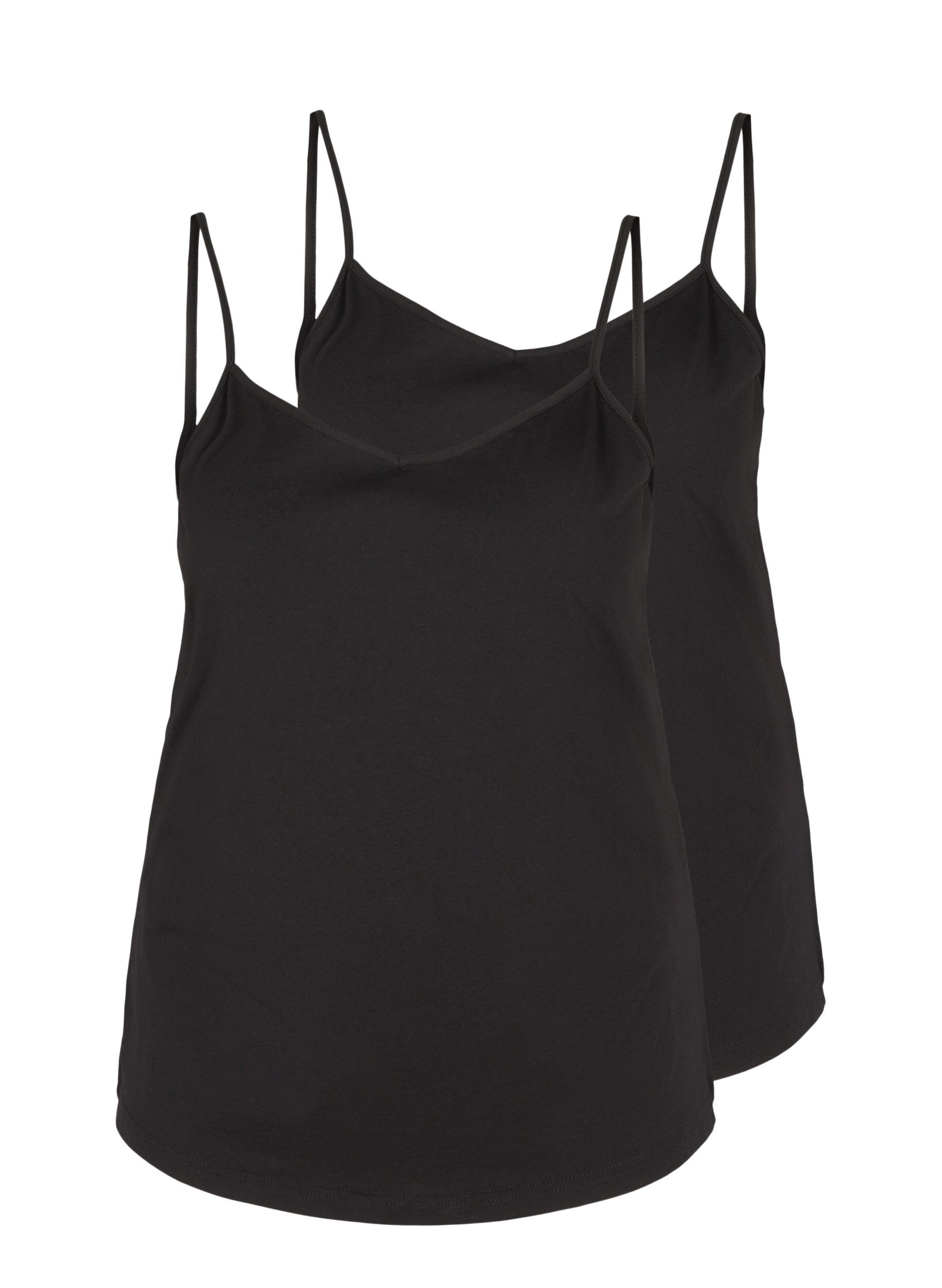 Zizzi Set van 2 basic katoenen tops, Black, Packshot image number 0