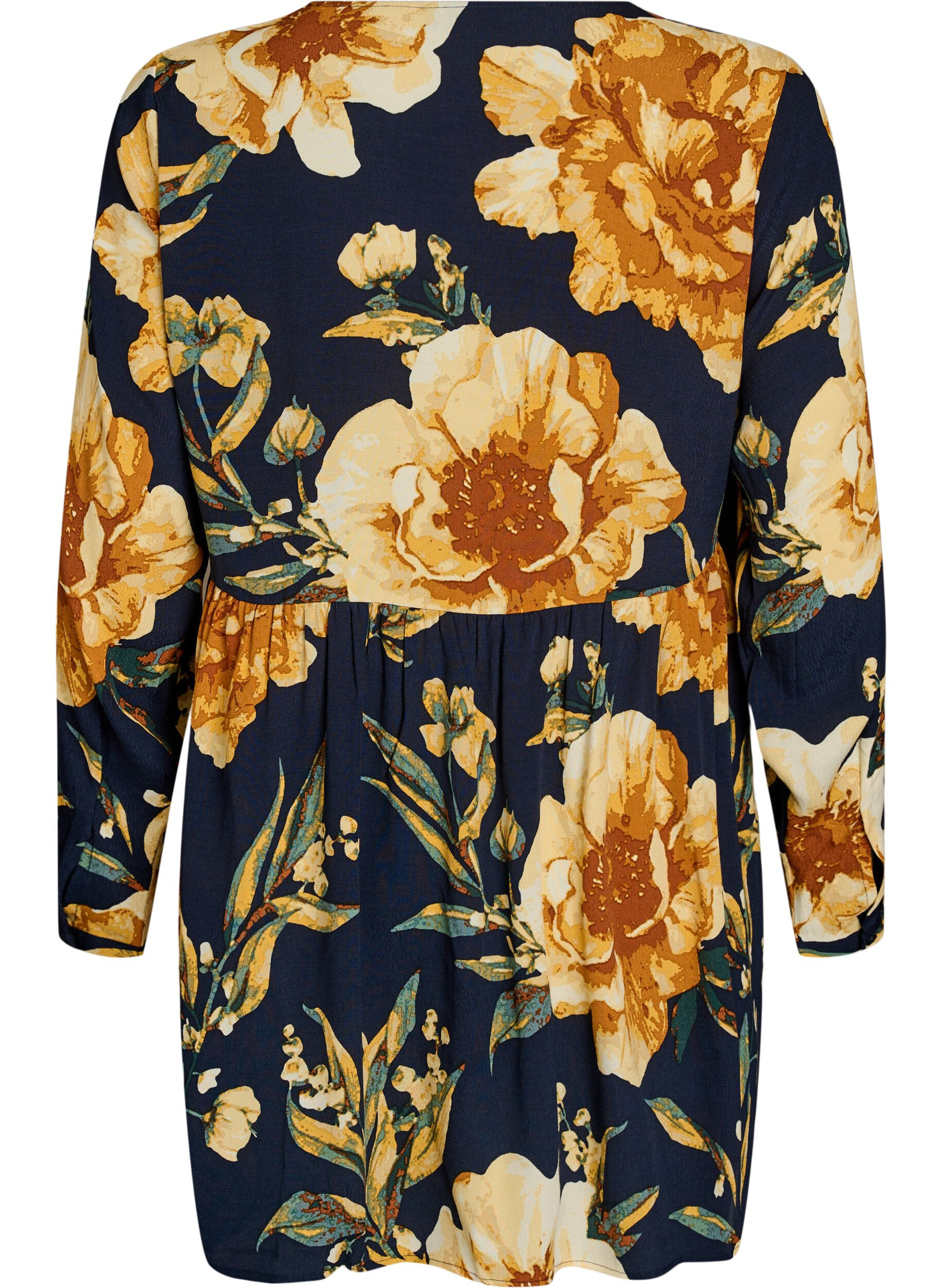 Zizzi Lange mouwen tuniek met een naad, Blauw, Packshot image number 1