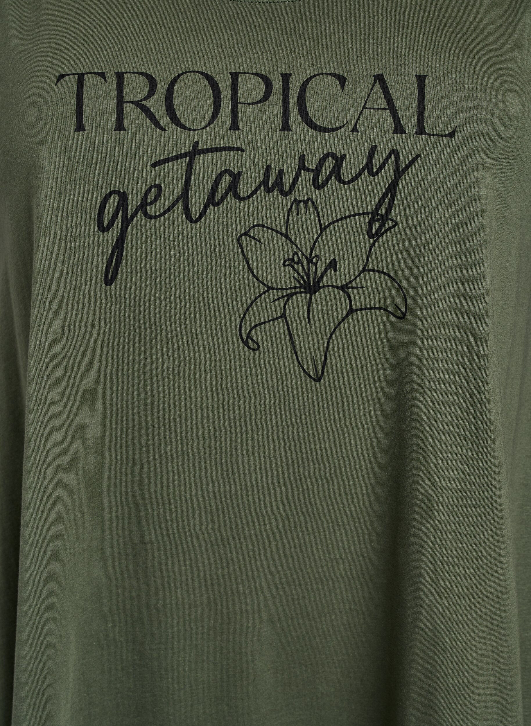 Zizzi Mouwloze A-lijn jurk, Groen, Packshot image number 2