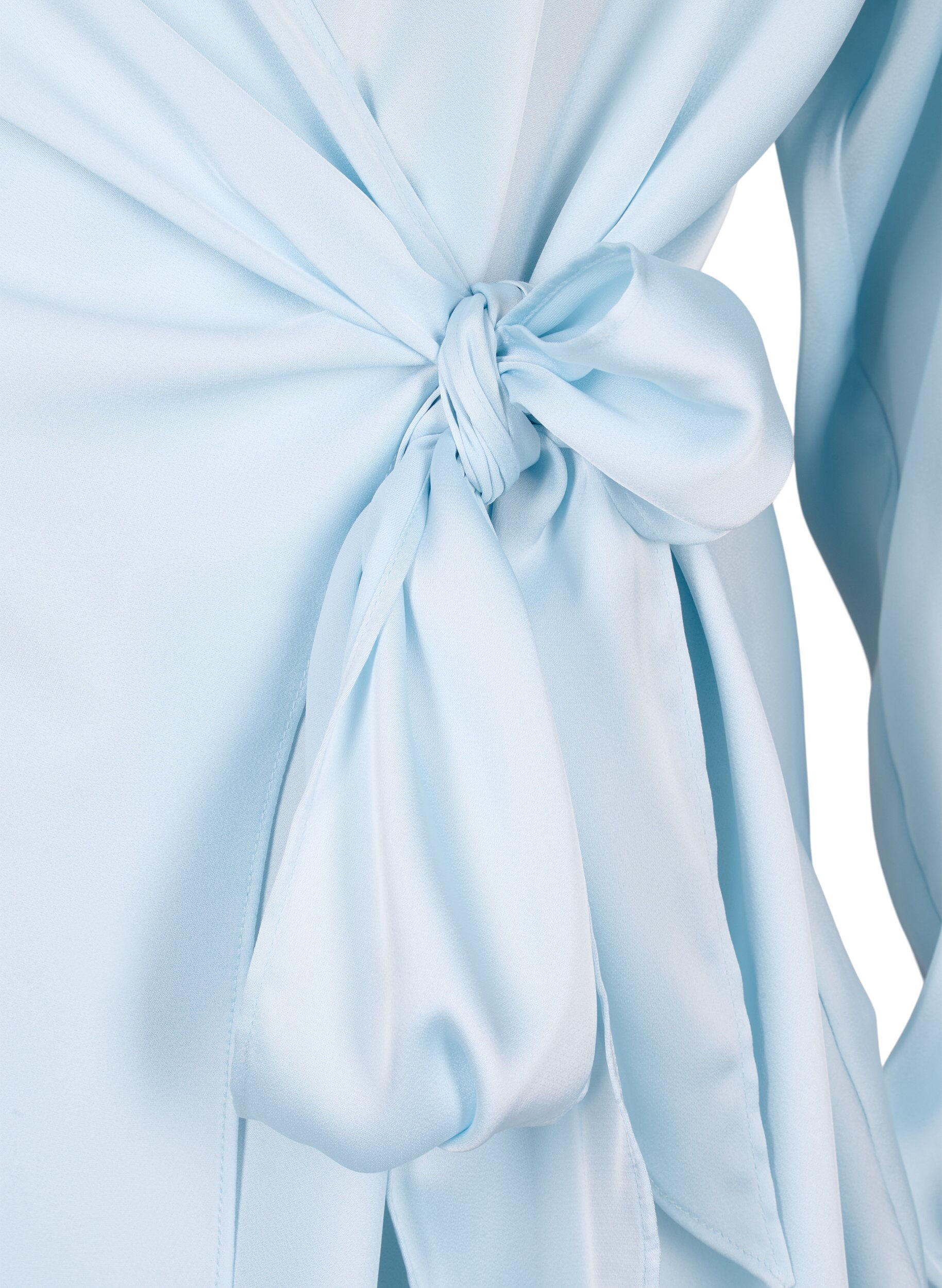 Zizzi Feestelijke blouse van satijn met overslag, Delicate Blue, Packshot image number 3