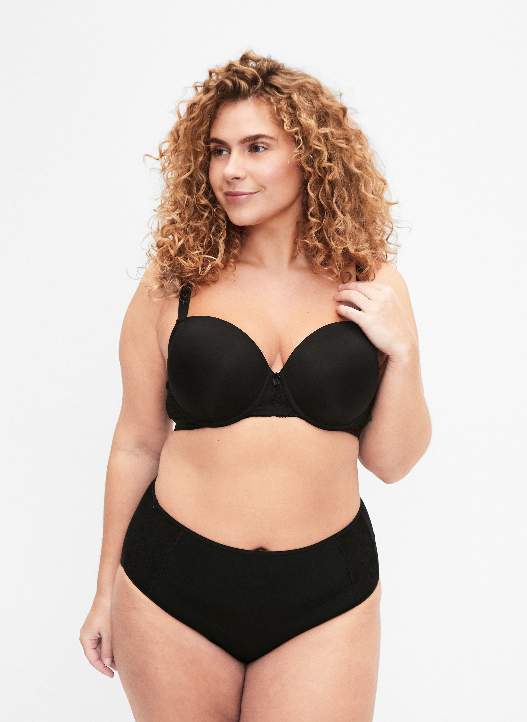 2-pack slipje met normale taille, Zwart, Model