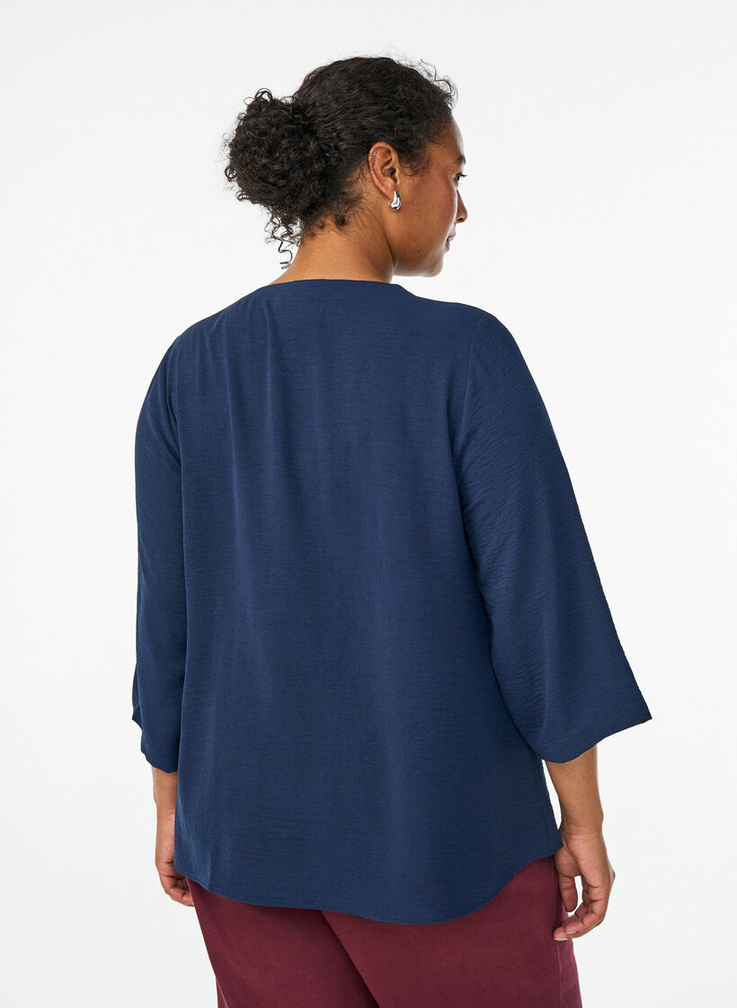 Blouse met 3/4 mouwen, Blauw, Model image number 2