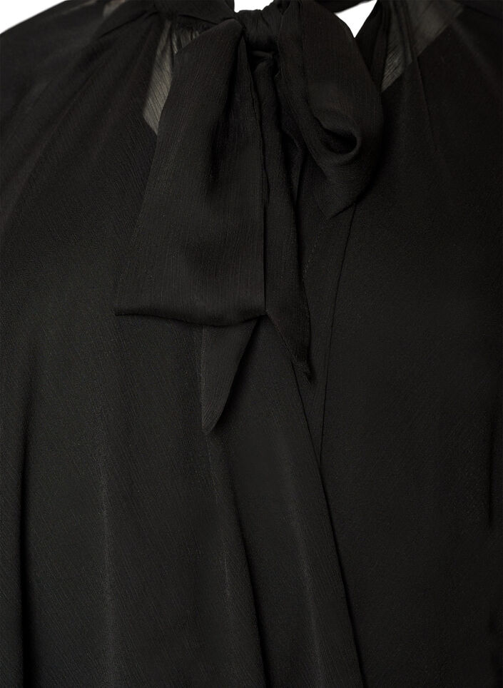 Mouwloze jurk met chiffon cape, Zwart, Packshot image number 2