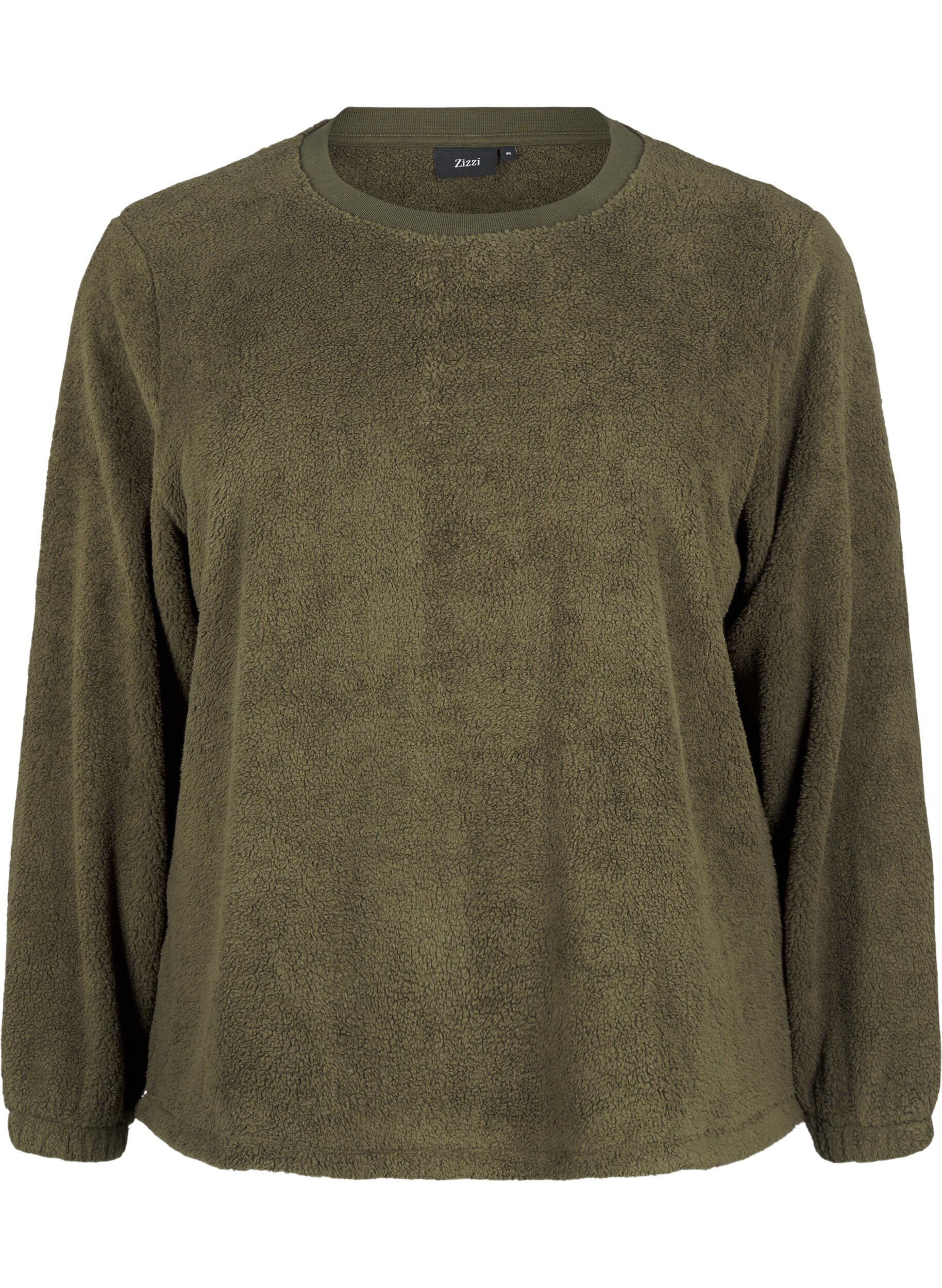 Zizzi Losse teddyblouse met ronde hals, Forest Night, Packshot image number 0