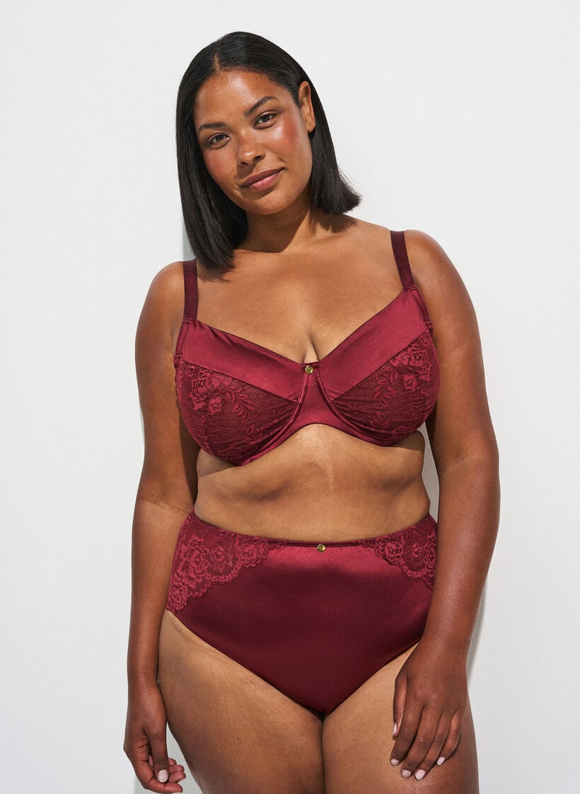Full coverage bh in glanzend microvezel, Donker Bordeaux, Image image number 0