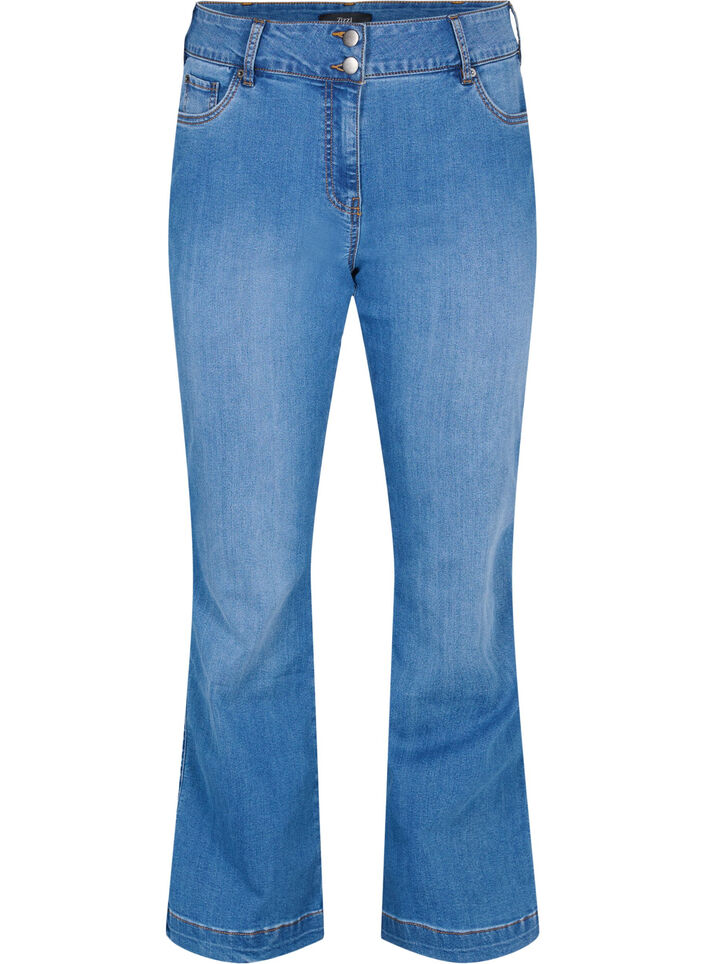 Ellen jeans met high waist en bootcut, Blue denim, Packshot image number 0
