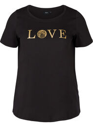 T-shirt met korte mouwen en print, Black w. Love